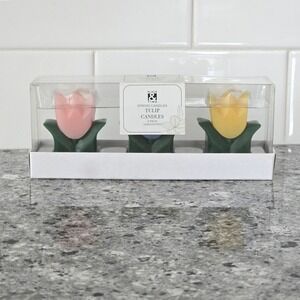 Place & Time‎ Tulip Candles 3 Pack Unscented Spring Floral Pink Yellow Blue